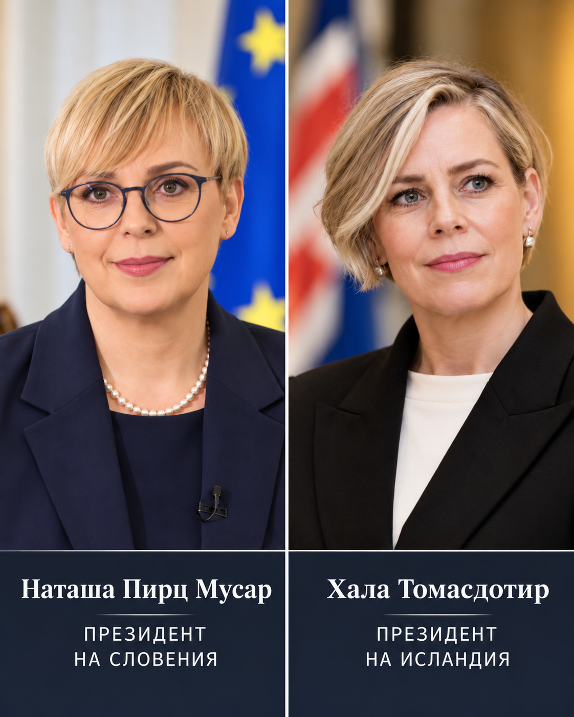 Президентски портрети на Словения и Исландия